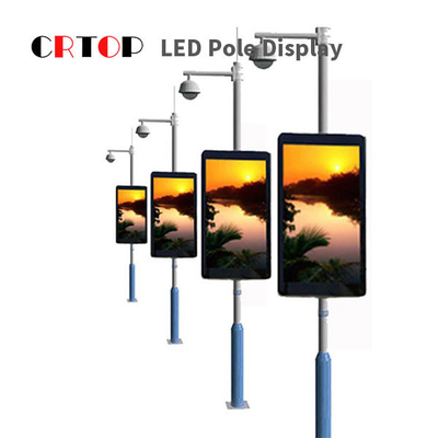 จอแสดงผล LED เสาไฟถนน IP65 กันน้ำสำหรับการโฆษณา