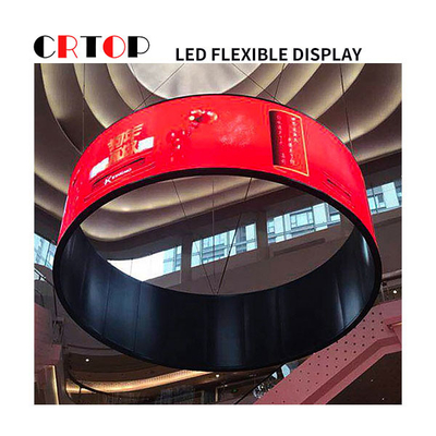 P2.5mm หน้าจอแสดงผล LED แบบยืดหยุ่นรูปทรงกระบอก Wave Ring รูปร่างโค้งงอได้