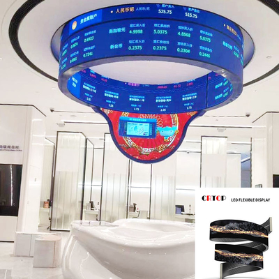 หน้าจอแสดงผล LED แบบยืดหยุ่นโค้งงอ P2mm Splice รีเฟรชสูง 64s